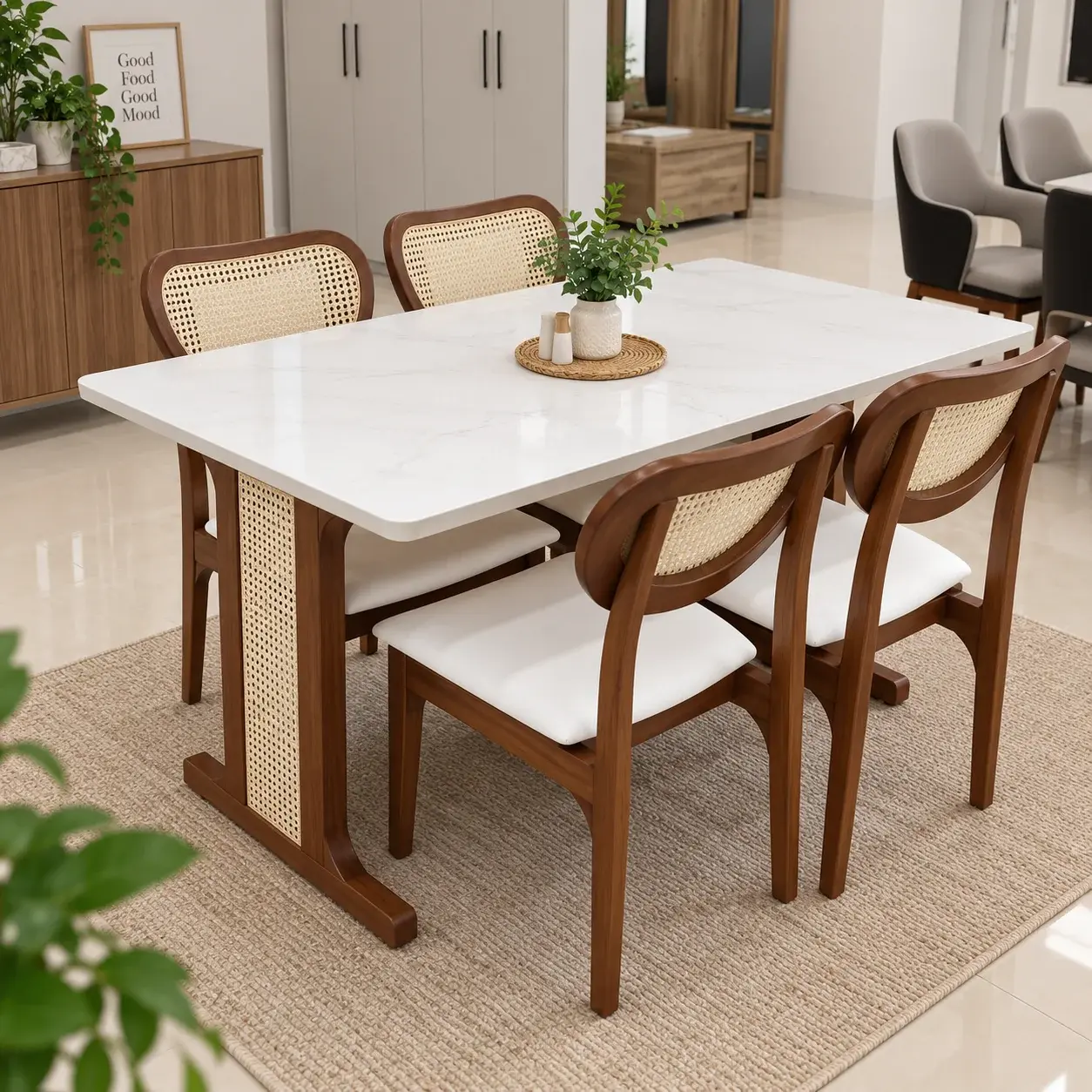 BW 001 Premium Saag Wood 4 Seater Dining Set